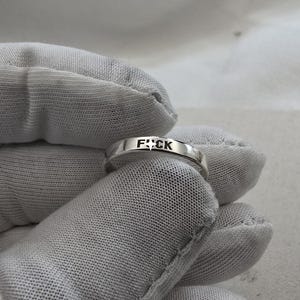 925 Sterling Silver 3mm band ring, Fucck band ring, 3mm wide band ring, MATURE band Ring, custom band ring, gift for her