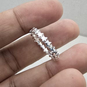 Sterling Silver Star Ring, Stacking Band Ring, Starburst Ring, Dainty Stacking Ring, Celestial Jewelry, Gift for Her