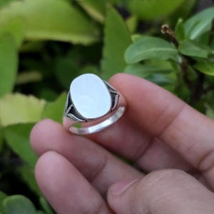 Sterling Silver Oval Signet Ring, Vintage Inspired Statement Ring, Personalized Jewelry