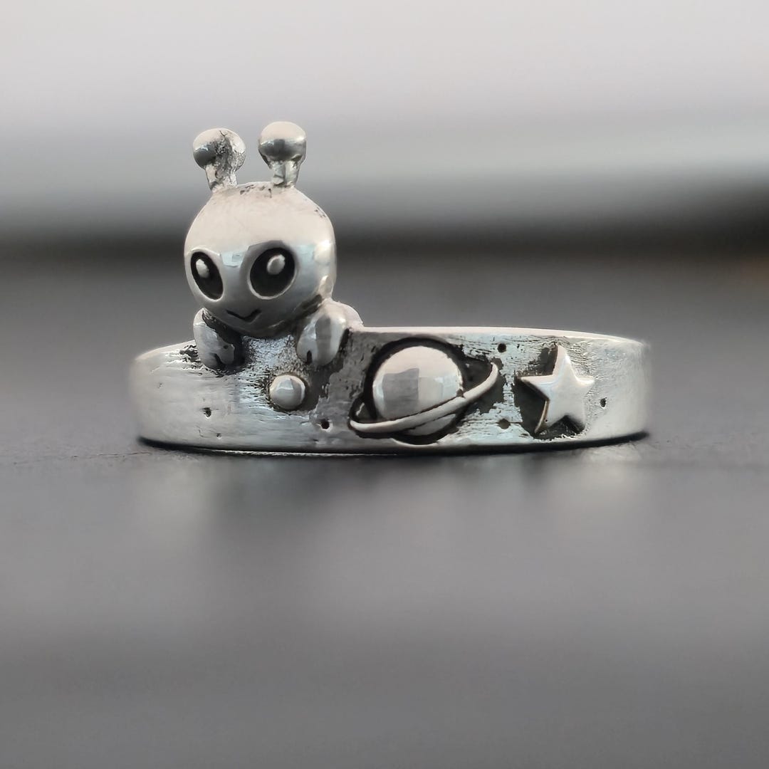Sterling Silver Alien Ring: Space UFO Inspired Jewelry - Etsy