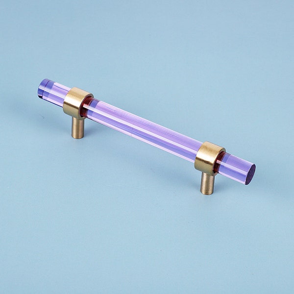 Colorful Crystal Cabinet Pulls: Modern Brass Drawer Handles (3-3/4in Hole Centers)