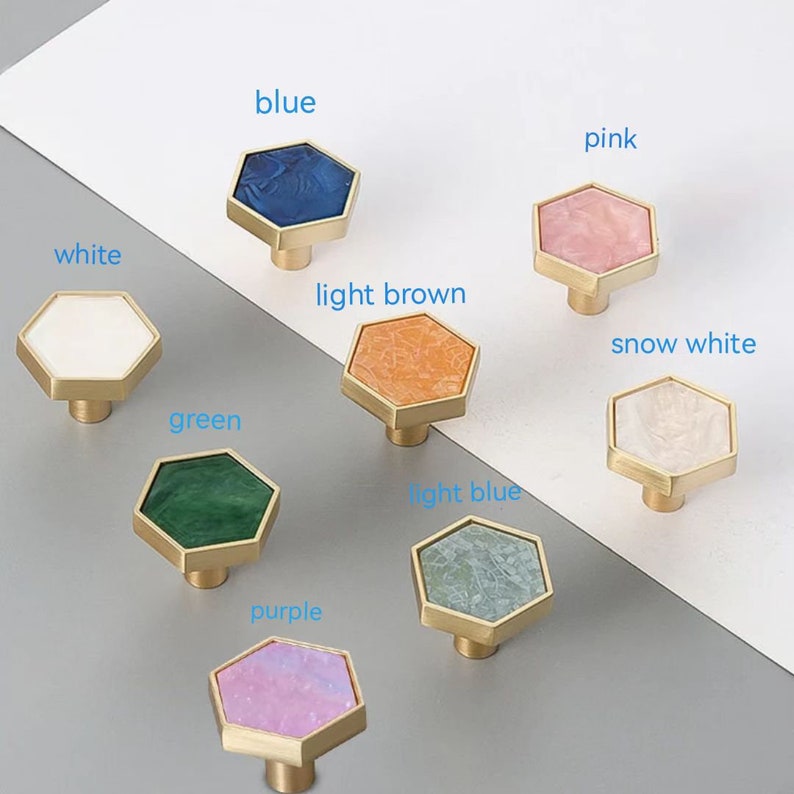 Hexagon Knobs Brass Drawer Pulls Cabinet Pull Door Knob Gold Brass Cabinet Knobs Decorative Drawer Knobs Cabinet Hardware 1.18 image 1