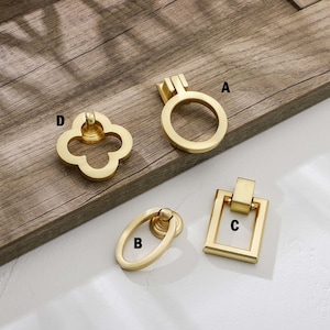 Brushed Brass Ring Cabinet Knobs: Single Hole Zinc Alloy Pulls