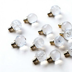 Crystal Glass Cabinet Knobs: 30mm Diamond Ball Pulls