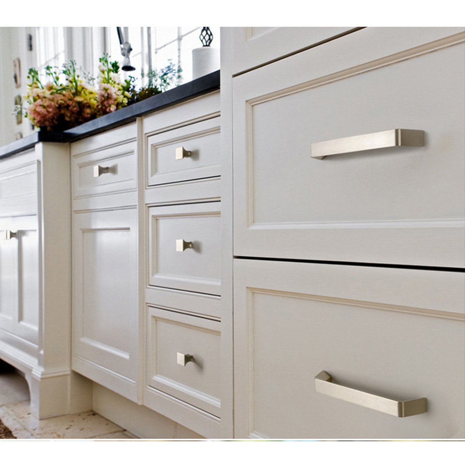 Brushed Nickel Handlesmodern Hardware Handles Etsy