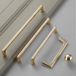 Shiney Gold Cabinet Handle: Zinc Alloy Kitchen Cupboard Pull