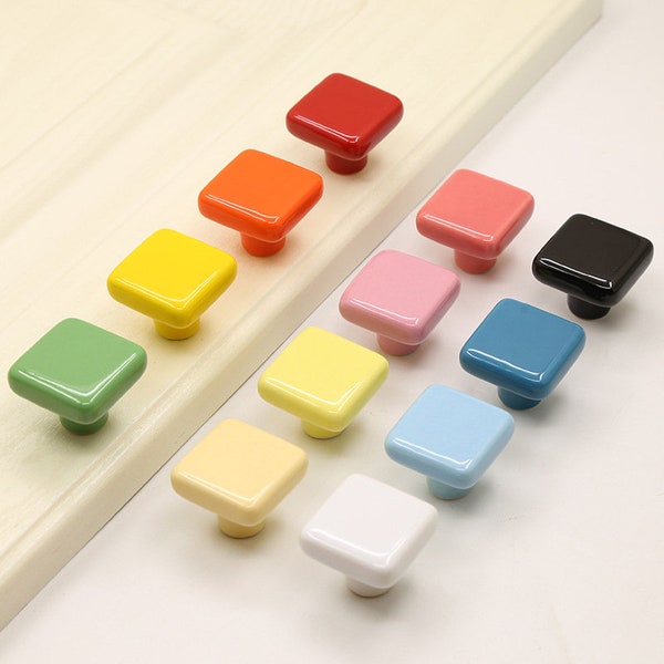 Square Knobs Pulls Colorful Ceramic Knobs Ceramic Handle Knobs Door Knobs Modern Cabinet Hardware Home Decor And Gifts