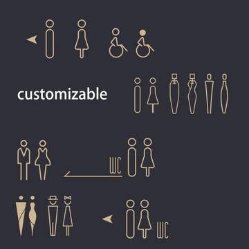 Male Female Toilet Sign Modern WC Signage Restroom Door Sign WC Pictogram Toilet Decor Toilet Plate Toilet Plaque Toilets Sign