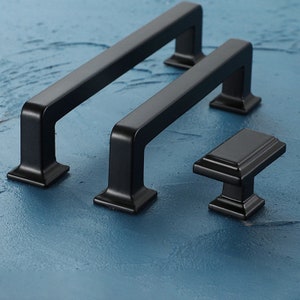 Black Knob Pull Handle Black Kitchen Cabinet Door Handles Kitchen Cabinet Handles Bathroom Cupboard Handle Furniture Hardware 96 128 224