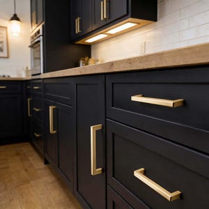 Brushed Brass Cabinet Pulls: Modern Gold Drawer Handles