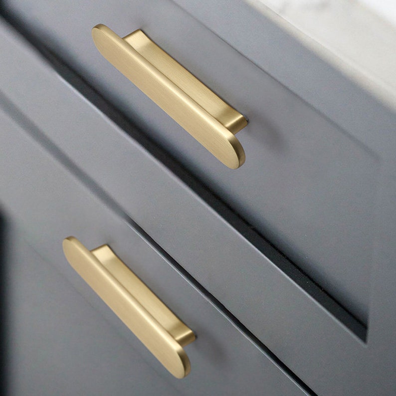 Brass Handles Drawer Pulls Modern Kitchen Etsy