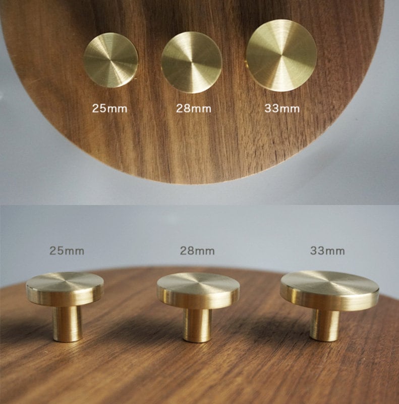 Gold Knobs Round Drawer Knobs Brushed Brass Etsy