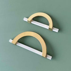 Semicircle Handle Dresser Knobs Brushed Gold White Drawer Pulls Furniture Cabinet Pull Kitchen Hardware