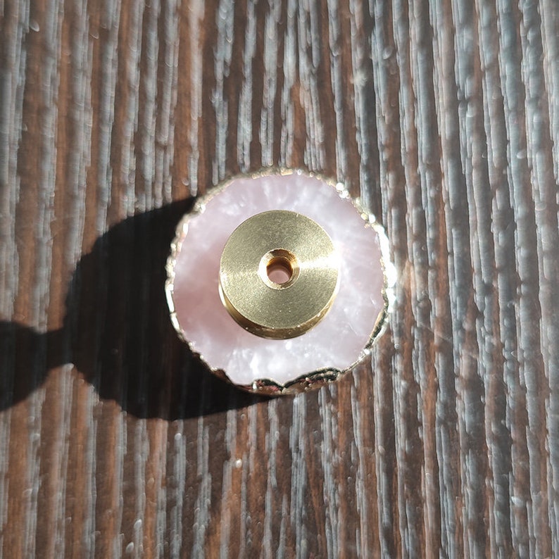 Solid Brass Kitchen Cabinets Knobs Round Knob Drawer Kitchen Pulls Cupboard Door Handle Natural Pink Crystal Decorated Drawer Knobs image 7