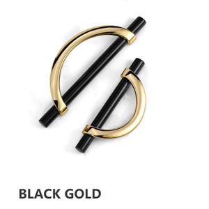 Gold and Black Semicircle Cabinet Pull - Modern Furniture Hardware