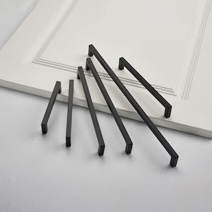 Black Cabinet Handles Dresser Drawer Knobs Modern Drawer Handles Square Black Door Handles Drawer Knobs 96 128 160 192 224 320mm