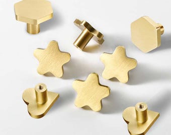 Brass Hexagon Drawer Knob: Solid Copper Cabinet Handle
