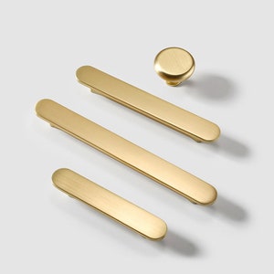 2.5" 3.75" 5" 7.5" Brass Cabinet Handles Drawer Pulls Modern Kitchen Cabinet Hardware Solid Metal Drawer Pulls