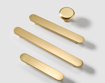 Modern Brass Cabinet Handles: Solid Metal Drawer Pulls