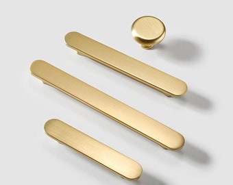 2.5" 3.75" 5" 7.5" Brass Cabinet Handles Drawer Pulls Modern Kitchen Cabinet Hardware Solid Metal Drawer Pulls