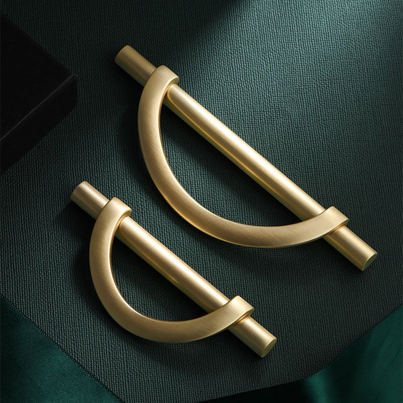 Gold Semicircle Cabinet Pull: Modern Brass Drawer Handle