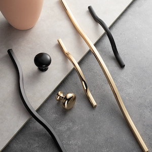 Modern Curved Subtle Arch Handle Pull Kitchen Cabinet Handles Black Cabinet Pulls Black Drawer Pulls Hardware Kitchen Handles for Cabinets