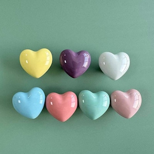 Heart Ceramic Knobs Colorful Kid Room Knobs Children&#39;s Room Handle Nursery Dresser Knobs