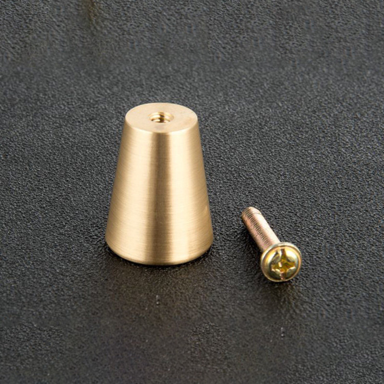 Brass Drawer Knobs Tapered Solid Brass Knob Brushed Etsy