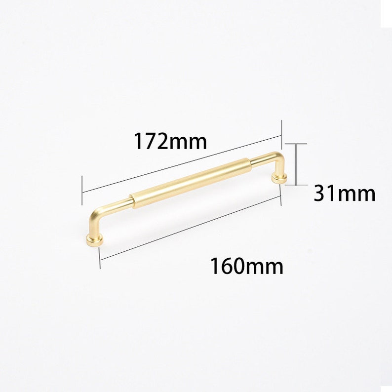 Brushed Brass Pulls Metal Furniture Handle Knobs Solid Etsy