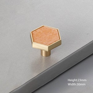 Hexagon Knobs Brass Drawer Pulls Cabinet Pull Door Knob Gold Brass Cabinet Knobs Decorative Drawer Knobs Cabinet Hardware 1.18 Light Brown