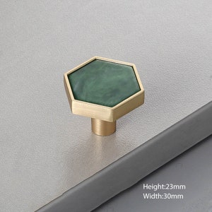 Hexagon Knobs Brass Drawer Pulls Cabinet Pull Door Knob Gold Brass Cabinet Knobs Decorative Drawer Knobs Cabinet Hardware 1.18 Green