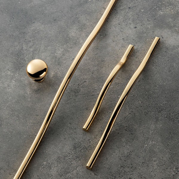 Modern Gold Drawer Pulls Handles Curved Arch Handle Pull Gold Wardrobe Long Handle Hardware Kitchen Handles for Cabinets