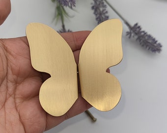 Solid Brass Knobs Golden Butterfly Handle Decorative Butterfly Wardrobe Door Handles and Pulls with Screws Furniture Hardware (2 Pieces)