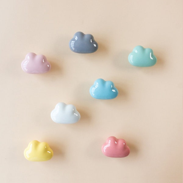 Cute Cloud Shape Pulls for Kids Room Children's Room Handle Single Hole Ceramic Knobs Door Handle Ceramic Cloud color Cabinet Knob