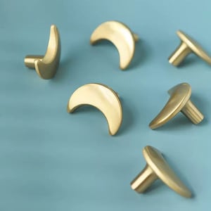 Brass  Moon Knob Gold Drawer Knobs Pulls Drawer Knobs Cabinet Knob Dresser Knob Wardrobe Door Pull Furniture Hardware