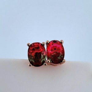 Pendientes de oro rosa de 18 quilates con turmalina sandía