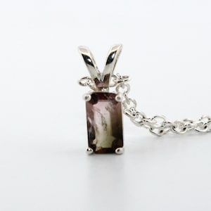 Natural Watermelon Tourmaline Sterling Silver Necklace NT316