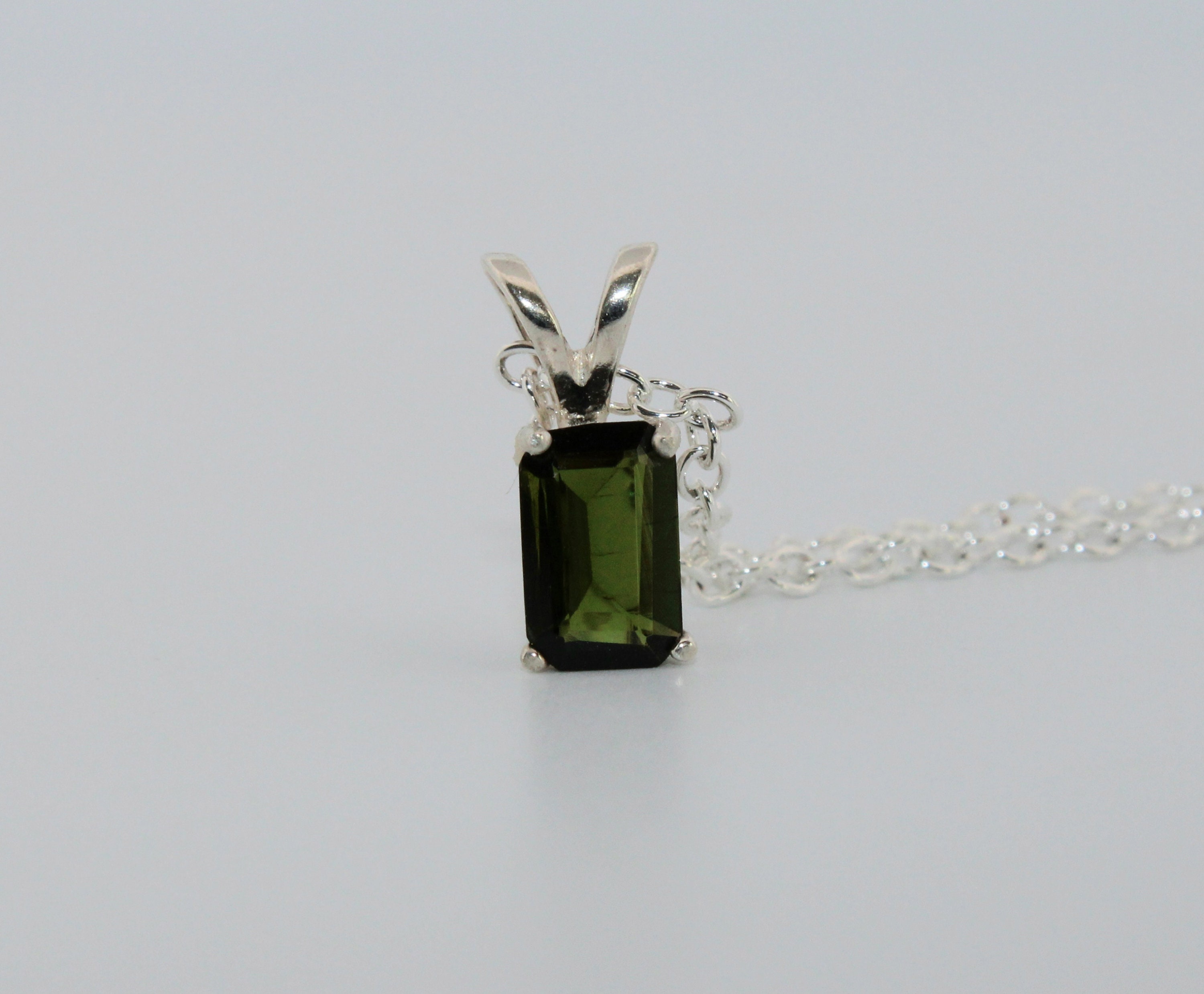 天然グリーントルマリンスターリングシルバーネックレス NT174 - Etsy 日本