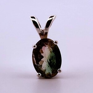 Natural Watermelon Tourmaline Sterling Silver Necklace NT35