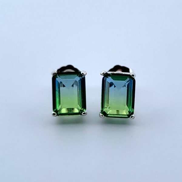 2.4ct Blue & Green Tourmaline Sterling Silver Earrings