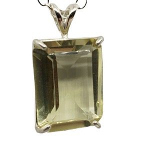 Natural Emerald Cut 16x12mm Lemon Topaz Necklace