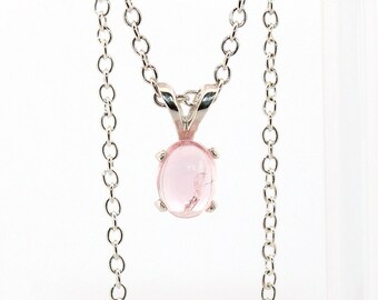 Collar de turmalina rosa cabujón natural en plata de ley NT415