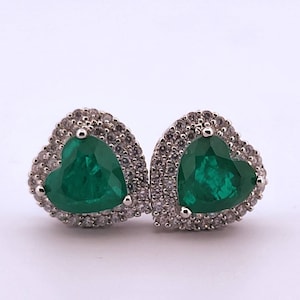 Heart Emerald Tourmaline & Topaz Silver Earrings