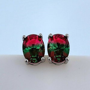 Watermelon Tourmaline Sterling Silver Earrings