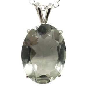 Natural Oval Green Amethyst Sterling Silver Necklace