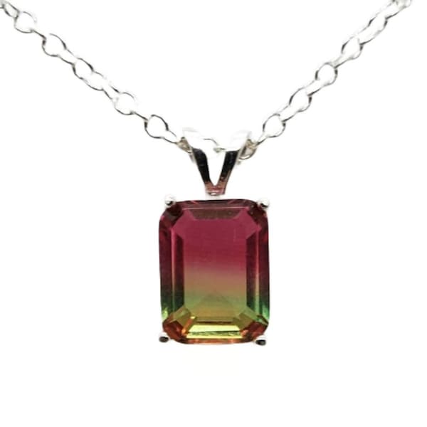 1.8ct Watermelon Tourmaline Sterling Silver Necklace