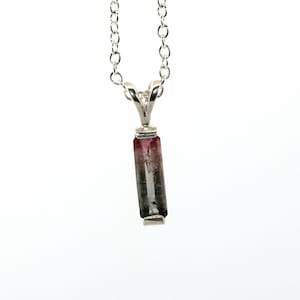 Natural Bi-colored Tourmaline Sterling Silver Necklace NT69