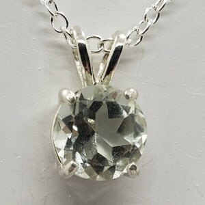 Natural Round Green Amethyst Sterling Silver Necklace
