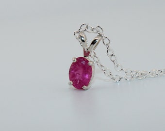 Collar de plata de ley con turmalina rosa natural NT184