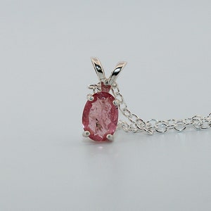 Natural Pink Bi-colored Tourmaline Sterling Silver Necklace NT183